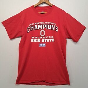 Vintage Ohio State University Buckeyes T Shirt 2007 Big Ten Champions Red Medium